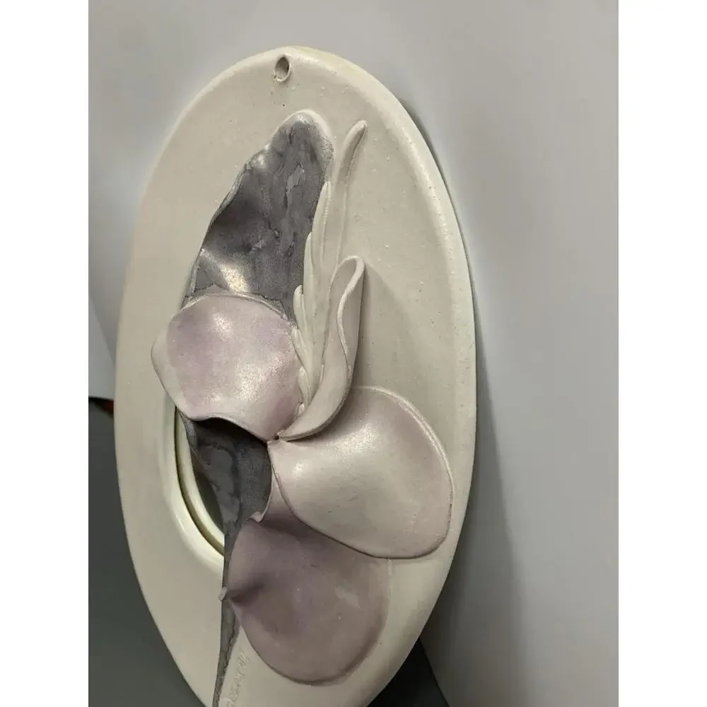 Art Pottery Mirror Calla Lily Kozon Studio Sculpted Art Signed 91, Vtg 13 X 8.5